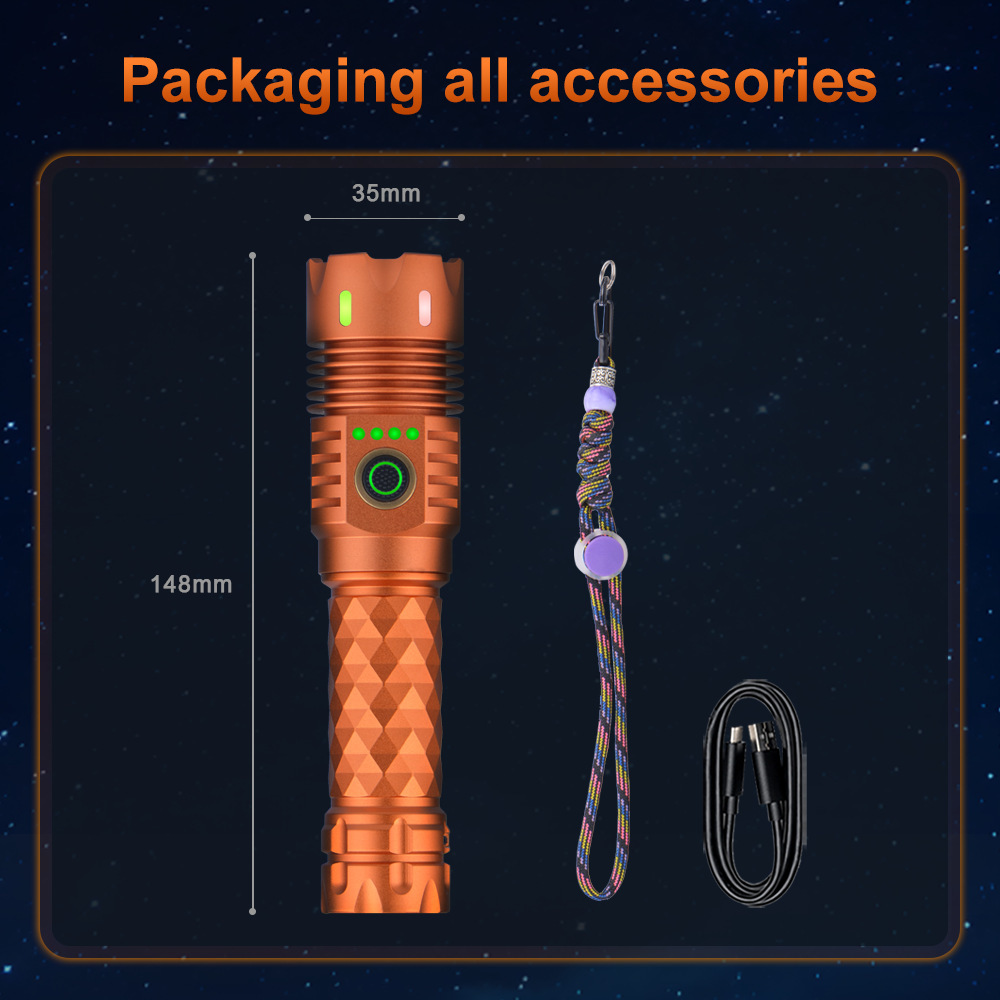 BD-A6 손전등 주황색(단일 손전등 + 데이터 케이블)