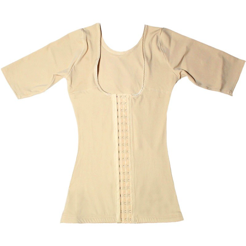 [Цельная доставка] Коррекция фигуры с короткими рукавами, верхняя трехгрудная Регулируемая тонкая, не скручиваемая, без стальных костей, Сокращение живота на спине