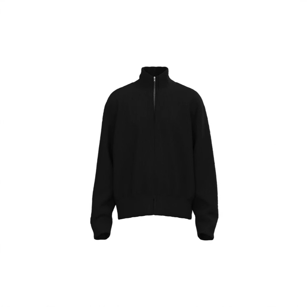 Majia Four-Corner Double Zipper Mm6 Couple Style 19Aw High-Neck Knit Sweater Jacket for Men, High Weight, Versatile and Simple