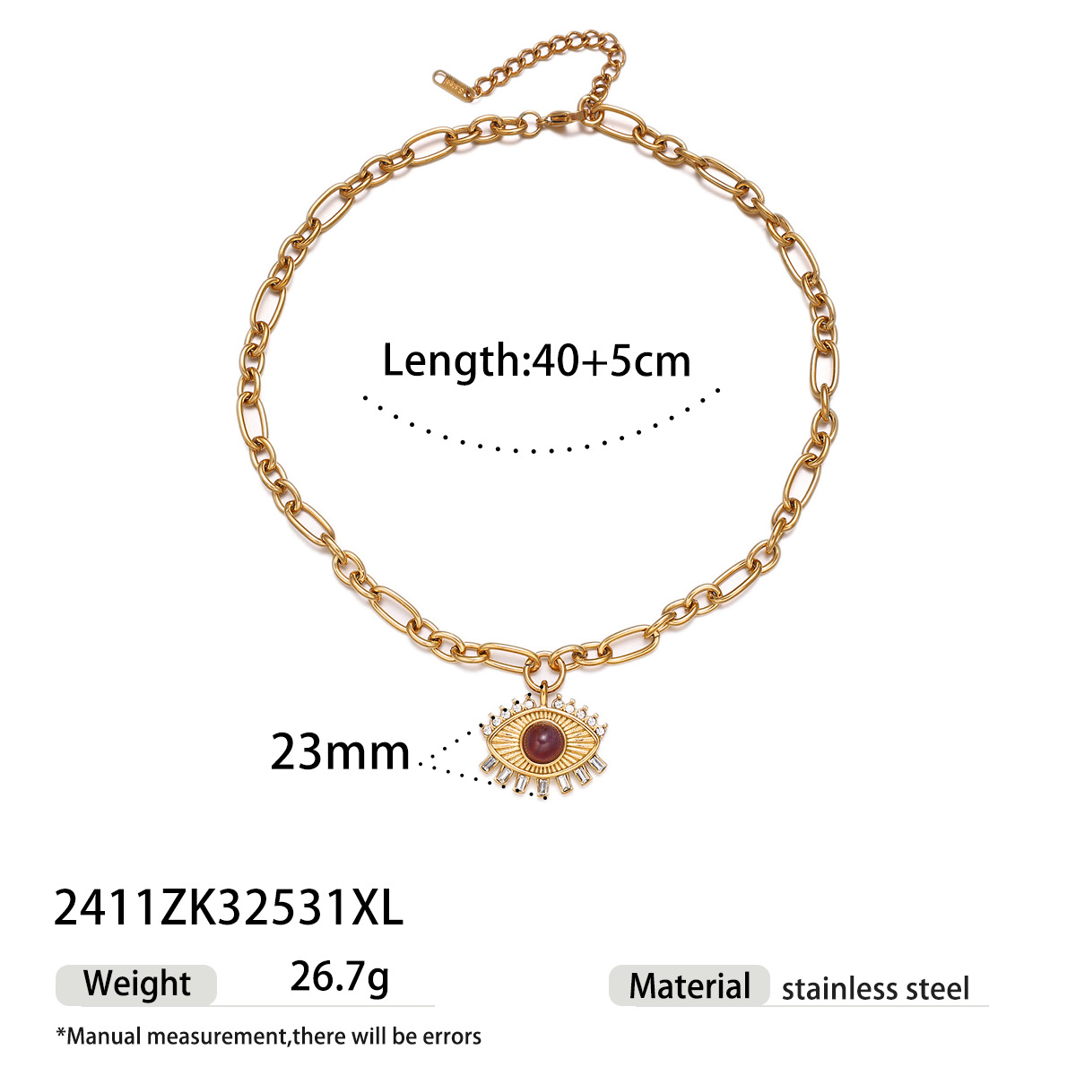 Collar de acero inoxidable de la UE y los Estados Unidos, lujo ligero, nicho universal, moda para mujeres, collar de ojos de demonios no se desvanece image 6