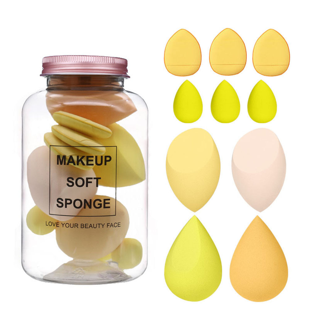 Puff de maquillaje de comercio exterior cuidadosamente seleccionado 7 juegos de huevos de belleza enlatados Botella a la deriva Esponja de maquillaje Mini