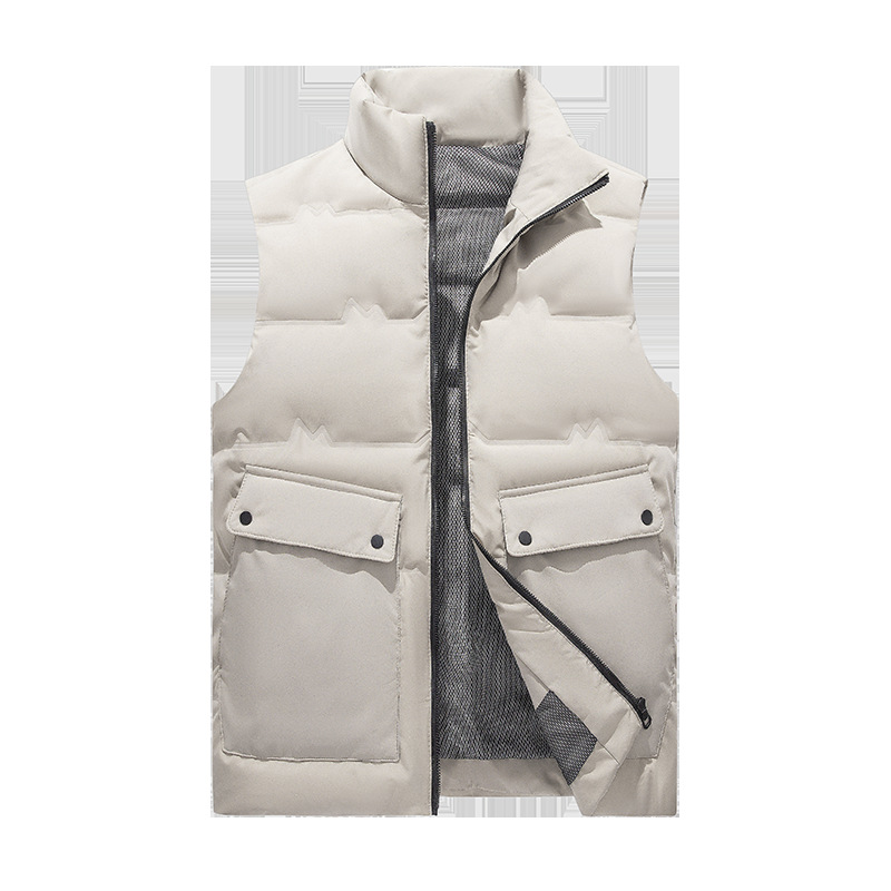 Cross-border chaleco de plumón de hombre con chaleco de invierno 80 chaleco de plumón sin mangas de color blanco