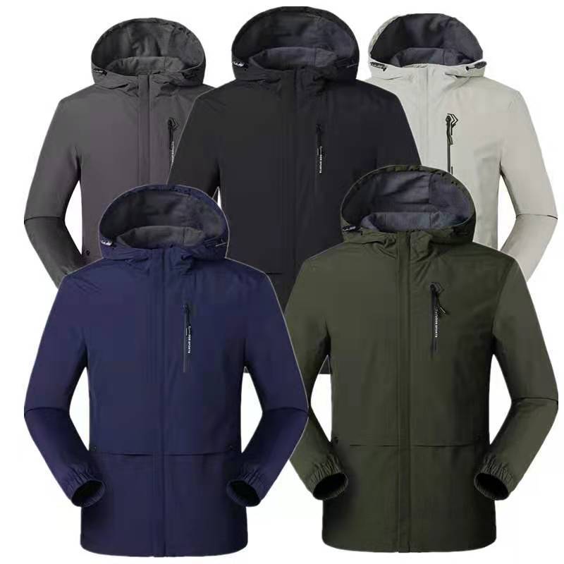 Primavera y otoño chaqueta de los hombres de color sólido chaqueta con capucha al aire libre de los hombres de Moda Ropa de Montañismo deseo Comercio exterior al por mayor