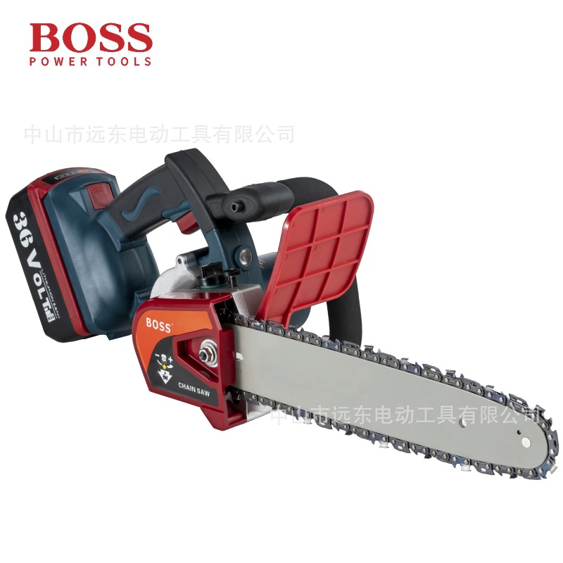 BOSS波士36V大功率充电式电锯家用小型电链锯户外无线砍树伐木锯