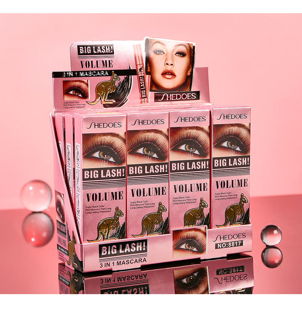 Cross-border SHEDOES Kangaroo Mascara: Waterproof, Thick, Long, Curling, Long-lasting, Big Eyes 4D Mascara undefined