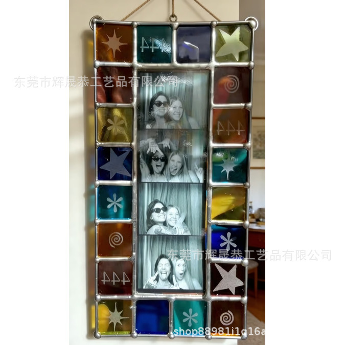 Cross-Border Handmade Stained Glass Photobooth Frame Colorful Photo Booth Frame