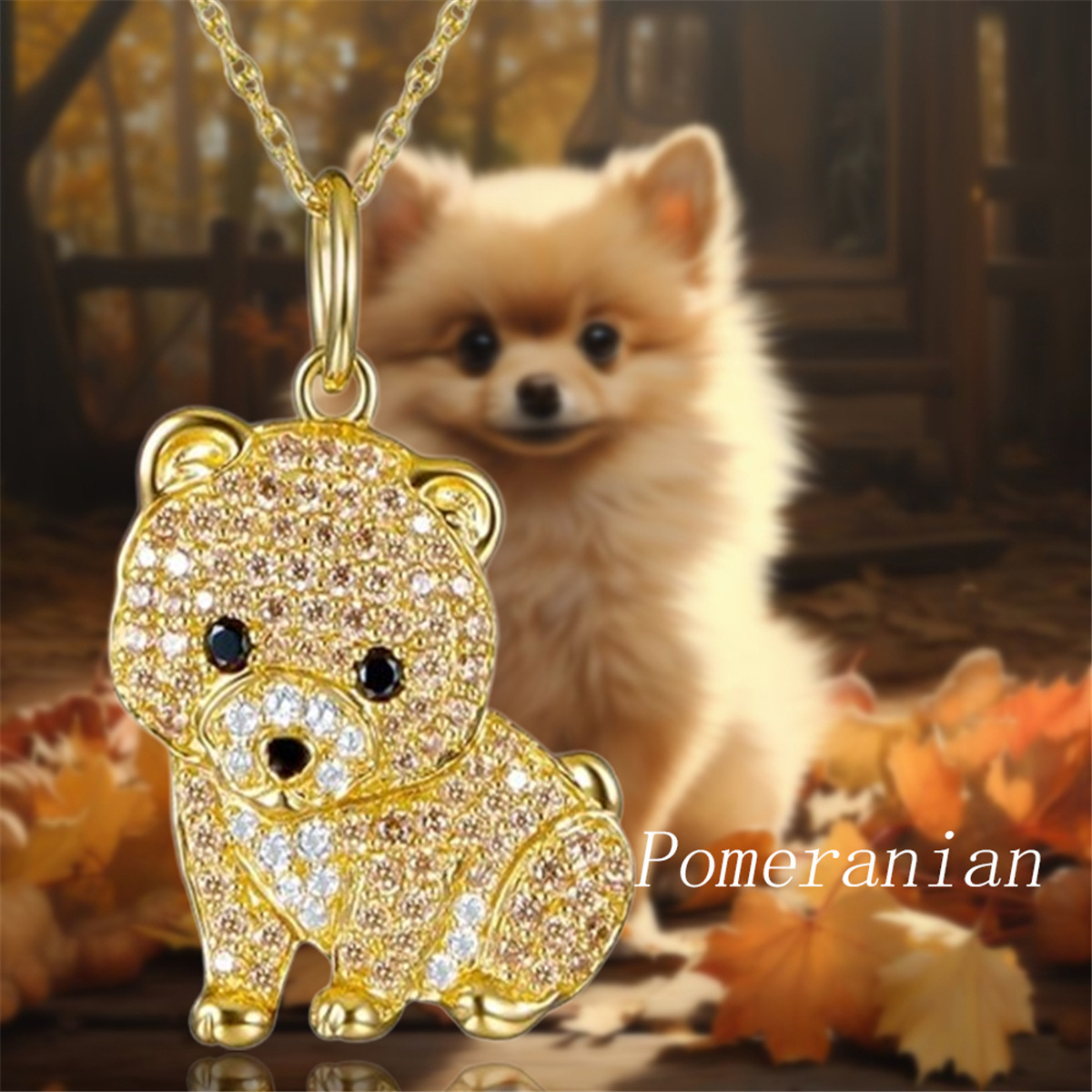 14g Weight Zinc Alloy Pendant Material Cute Dog Artificial Crystal Zinc Alloy Cable Chain Pendant Necklaces Wholesale