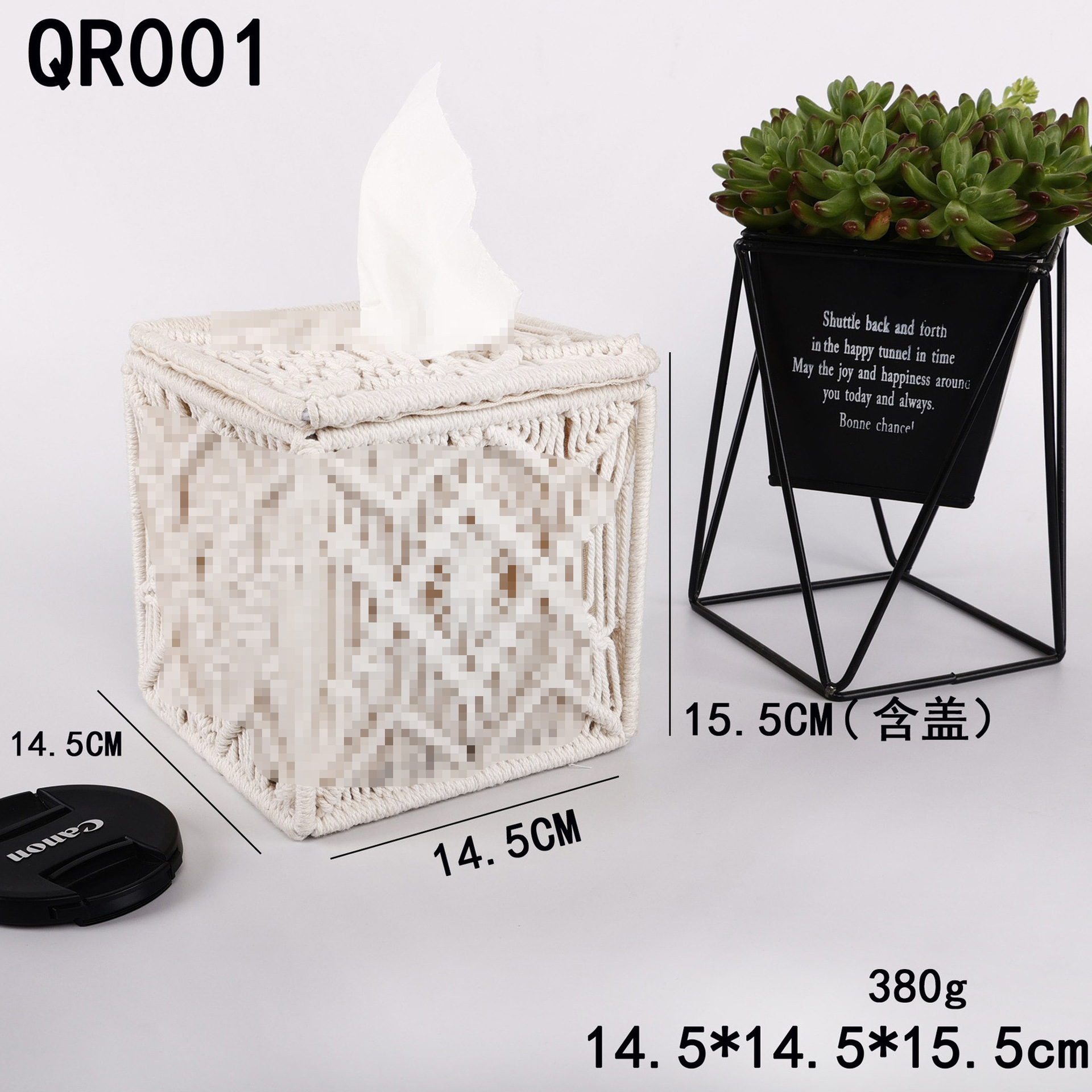 Amazon caja de almacenamiento tejida a mano caja de almacenamiento cuerda de algodón borla papel higiénico de escritorio caja de almacenamiento de objetos pequeños