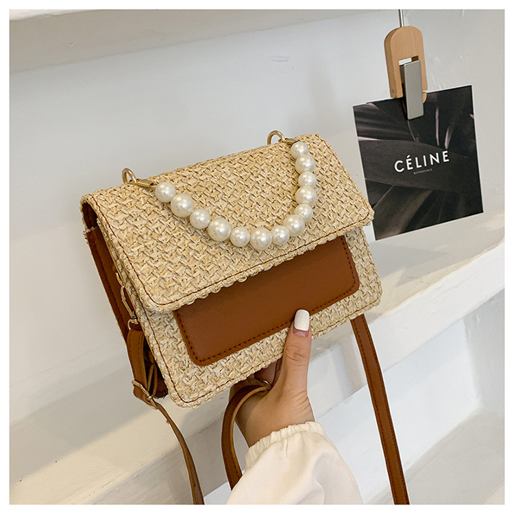 Women'S Gender Inlaid Pearls Design Women's All Seasons Straw Elegant Handbag