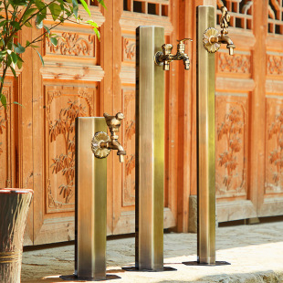 Antique 304 Stainless Steel Outdoor Animal Faucet Frost Crack-proof Column Courtyard Garden Outdoor Faucet Household