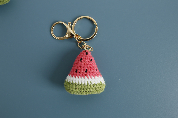 15g Weight Keychain Classification 1 Piece Quantity Daily Occasion yarn Material Watermelon Pattern Knitting Design Cute Style 1 Piece Cute Watermelon Yarn Knitting Keychain 1