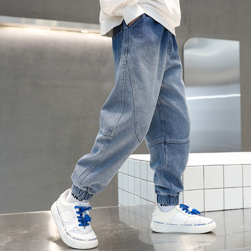 Children's clothing, boys' jeans, spring and autumn 2024 new boys' pants, children's casual pants, trousers, medium and large children's leggings