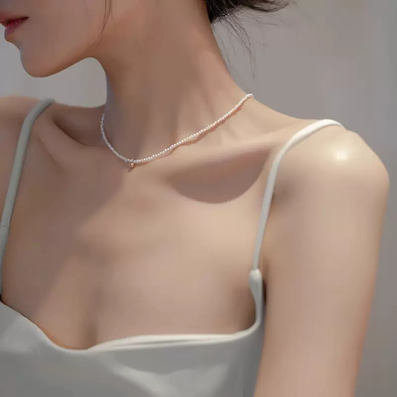 小粒淡水珍珠项链女2024新款爆款气质锁骨链小众设计感高级颈链