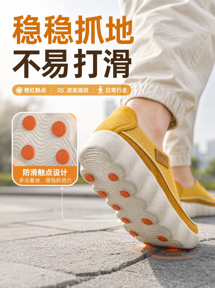 Giày nam đế dày tăng chiều cao, thoáng khí, kiểu lười thể thao thời trang dễ phối đồ, gót 3–5 cm — Màu be, Màu trắng ngà, màu vàng chi tiết 6