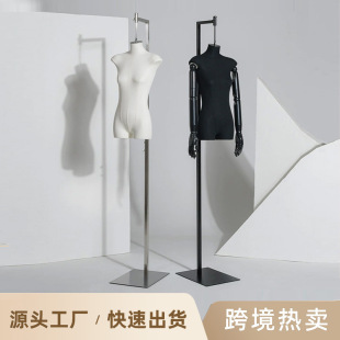 Moveable Wooden Hanging Model Props Women's Half-body Clothing Store Window Women's Table Hanging Hanging Model Display Rack