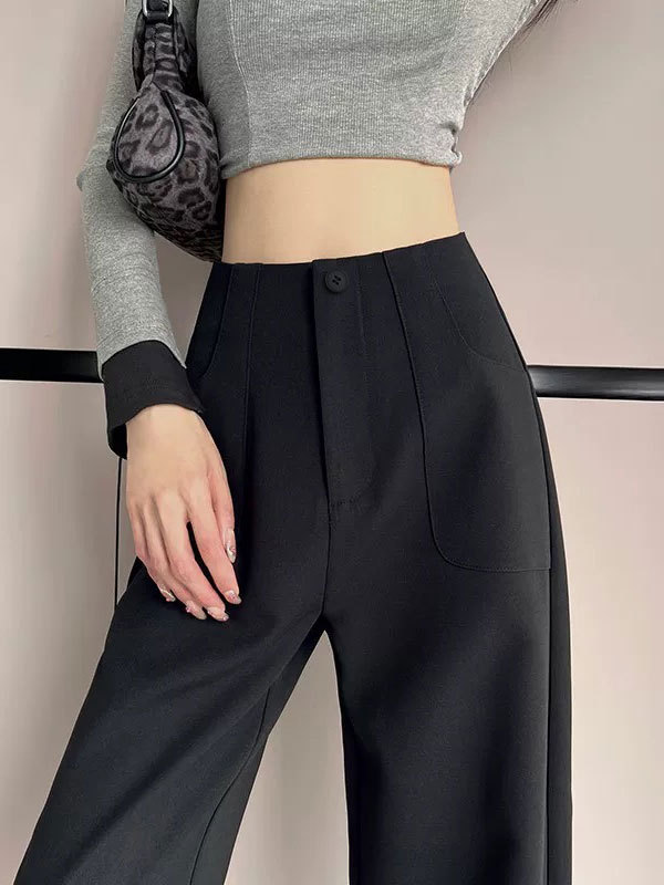 細身のスーツパンツ レディース 秋 2025 新作 カジュアル ゆったり ストレート ハイウエスト 着痩せ ドレープ感 万能 ロングパンツ