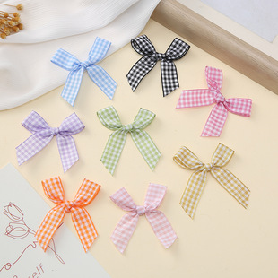 New small fresh check bow solid color hand bow diy lace skirt decorative bow wholesale