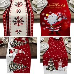 国境を越えた新しいクリスマステーブル旗亜麻創意プリント雪だるま老人テーブルマット雰囲気クリスマステーブル装飾品