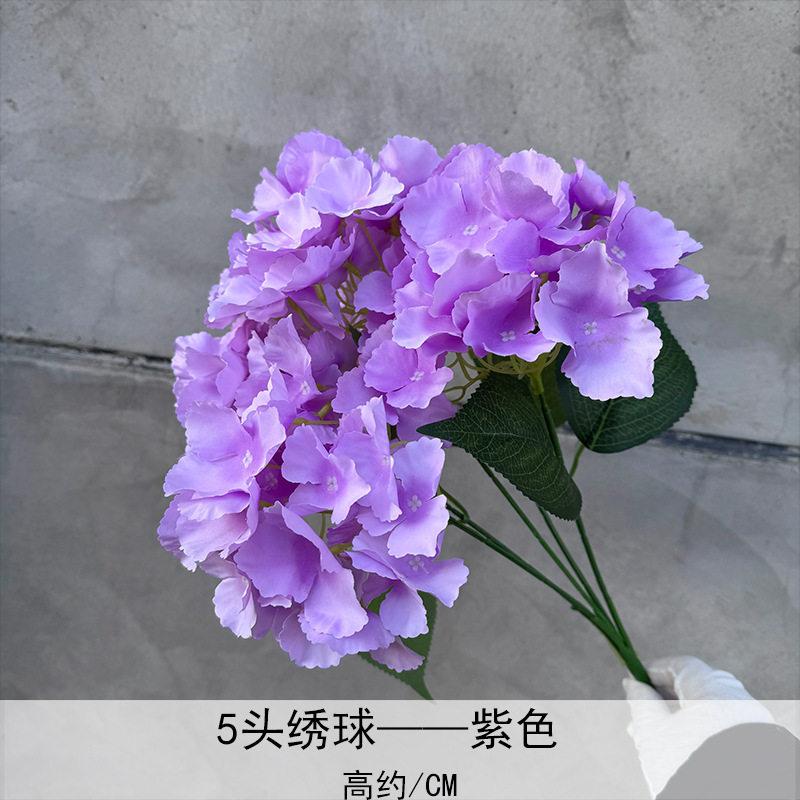 Simulación de racimo de 5 cabezas hortensias flores artificiales boda hotel decoración fondo del hogar