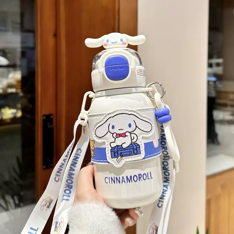 保温カップ 女子用 ストロー付き水筒 大容量 ダブルドリンクカップ ポータブル 316ステンレス 学生用 ダブルドリンク 漫画柄|undefined