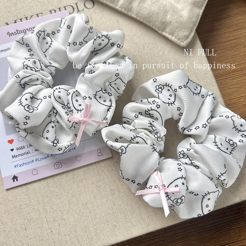可爱卡通凯蒂猫咪发绳大肠发圈蝴蝶结高级感少女百搭发圈扎马尾皮|undefined