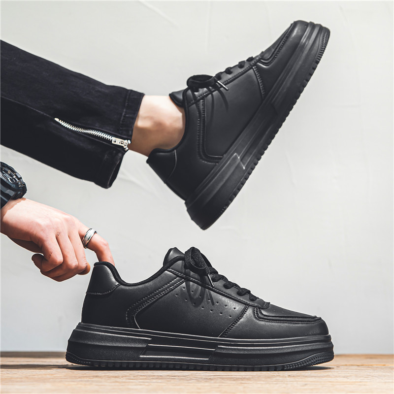 Herren Freizeitschuhe Aus Leder In Weiß Modische Sneaker_voghion.com