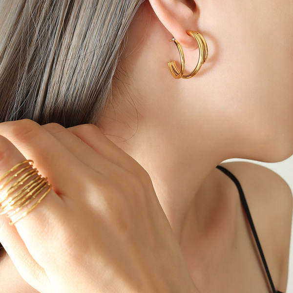 Brand minimalistic fashionable earrings stainless steel