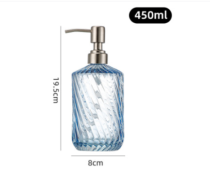 Amazon 400ml botella de champú de vidrio transparente diamante desinfectante de manos botella de jabón líquido de baño botella de vidrio