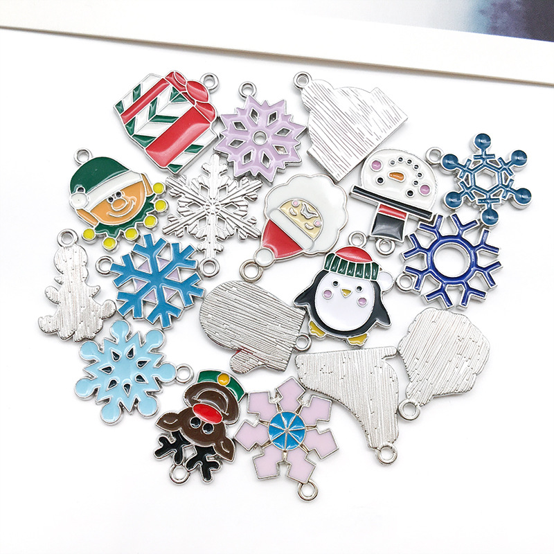 1 white K oil-dripping alloy decorative accessory, Santa Claus Christmas tree creative diy earrings pendant small pendant pic 11