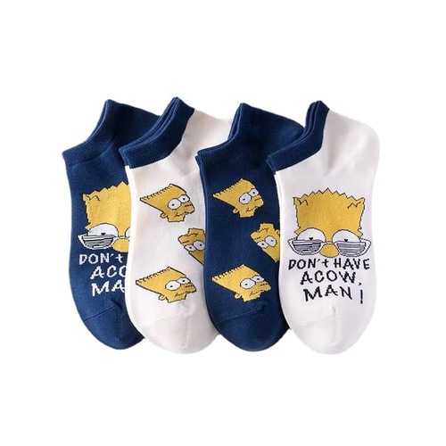 Trendy Simpsons cartoon summer low-top breathable boat socks for men and women Japanese cute trendy pure cotton short socks