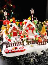圣诞烘焙蛋糕装饰软陶3D带灯姜饼屋亲吻情侣浪漫场景微景观摆件