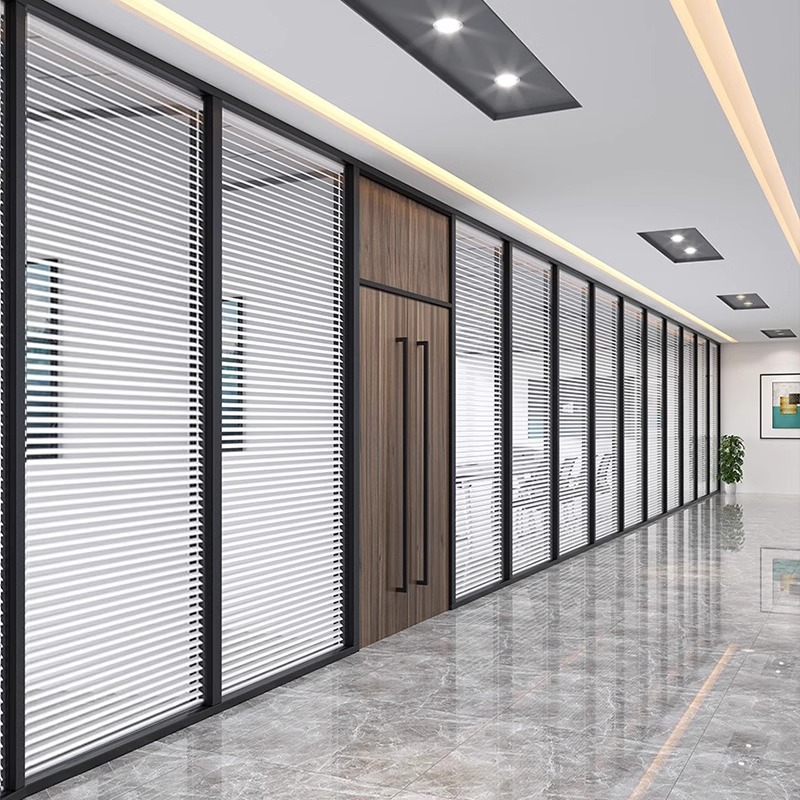 Shenzhen Factory High Partition Aluminum Alloy Glass Partition Double Glass Louver Single Glass Fixed Partition Source Manufacturer