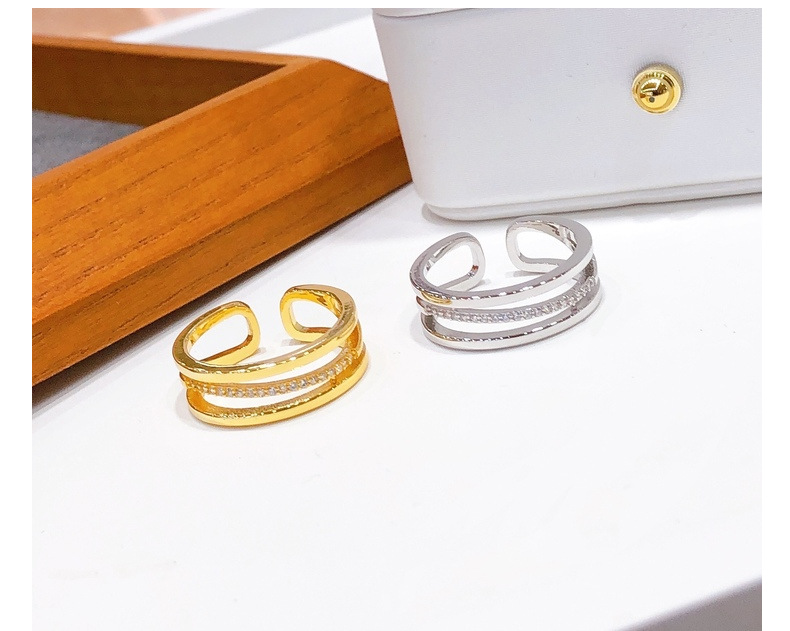 Fashion Round Copper Plating Zircon Open Ring 1 Piece