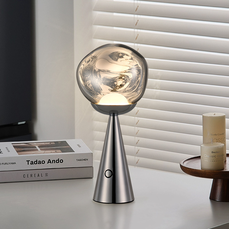 Creative Led Lava Rechargeable Portable Bud-Shaped Table Lamp Designer Decorative Ambiance Lamp for Study, Bedside, Bedroom