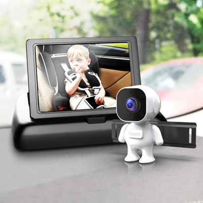Car-Mounted Baby Monitor with 4.3-Inch Foldable Display + Night Vision Camera for Rear Seat Monitoring (Car display) - folding-model-720p