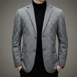 2023年冬季白鸭绒西服短款商务休闲外套男士保暖韩版西装羽绒服