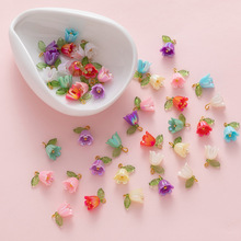 1.5cm diy饰品配件珍珠铃兰花立体叶子花朵手链钥匙扣项链挂饰