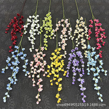 仿真4叉高枝紫罗兰线条花婚庆礼堂装饰绢花吊顶挑高花材路引插花