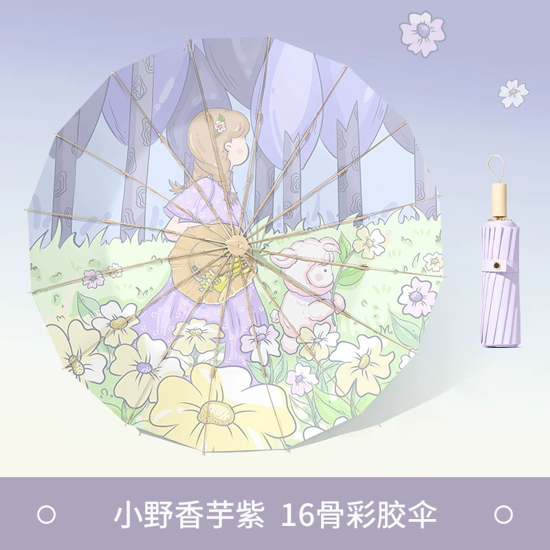 16骨手动折叠遮阳伞加大防晒伞晴雨两用防紫外女学生太阳伞批发|undefined