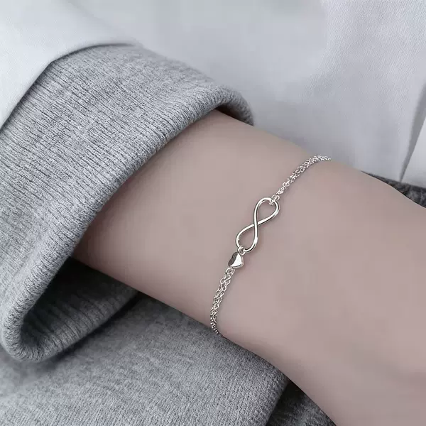 Cross-Border Fashion Personality Versatile Heart Minimalist Style Infinite Love Adjustable Bracelet Multi-Layer Good Luck 8 Peach Heart Bracelet
