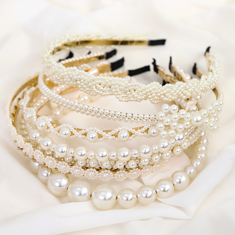 Fashion Geometric Cloth Pearl Hair Band 1 Piece display picture 3