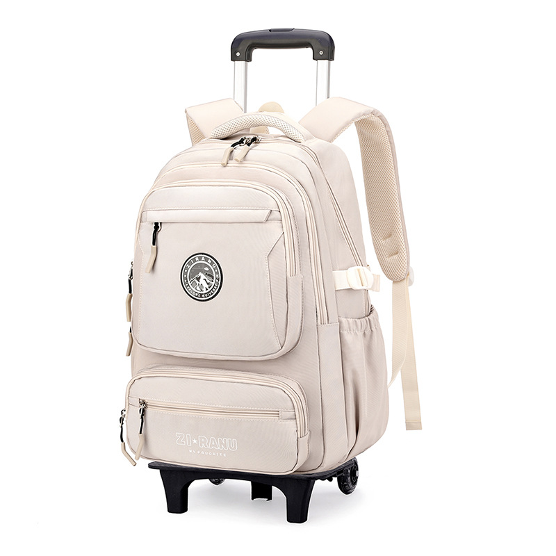 Mochila de tirón, caja de tirón, mochila escolar para niños de grado 3 - 6, estudiantes de secundaria masculinos con ruedas para subir escaleras de gran capacidad