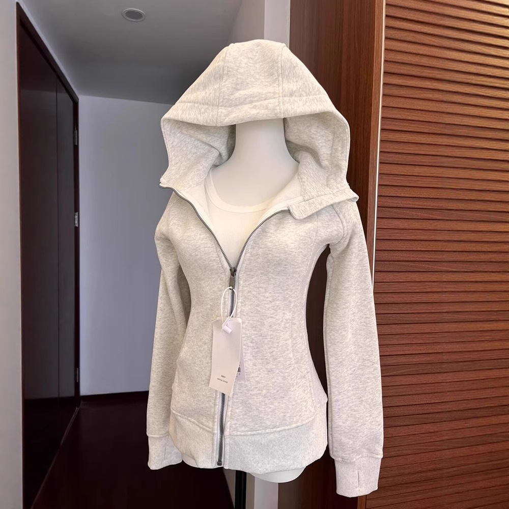 开衫外套女款正肩卫衣春秋季衣服连帽衫收腰紧身短款上衣2025新款