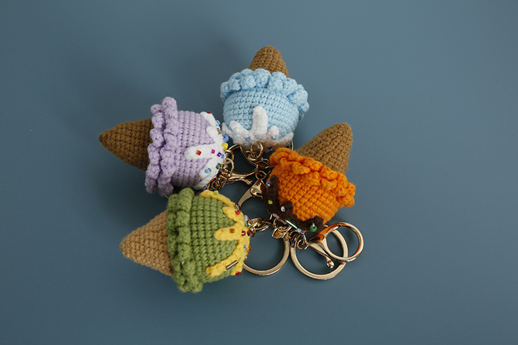 Women's Gender 1 Piece Cute Ice Cream Yarn Knitting Women's Keychain