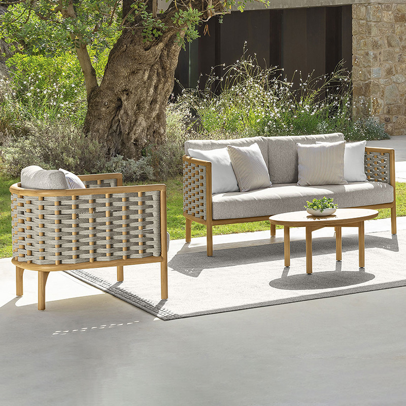 Sofá de teca al aire libre patio balcón de ocio al aire libre jardín nórdico muebles de teca famosos alojamiento de alta gama