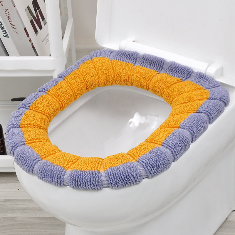 便座クッション、冬用厚みのある便座カバー、オールシーズン対応のユニバーサル家庭用便座、便座ガスケット、ニット便座クッション|undefined