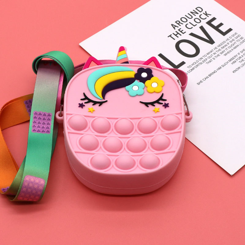 Ratón asesino pionero moneda monedero bolso de los niños de dibujos animados lindo presionando bolsa de silicona unicornio hombro crossbody gato bolsa