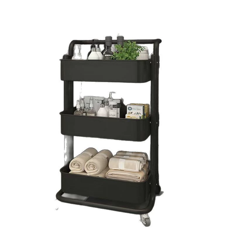 Lask Carbon Steel Kitchen Storage Rack Bathroom Snack Storage Rack Removable Multi-layer Simple Trolley