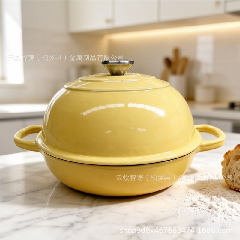 Cross-Border Enamel Cast Iron Bread Soup Pot Enamel Pot for Sourdough Baking Non-Stick 26cm Enamel