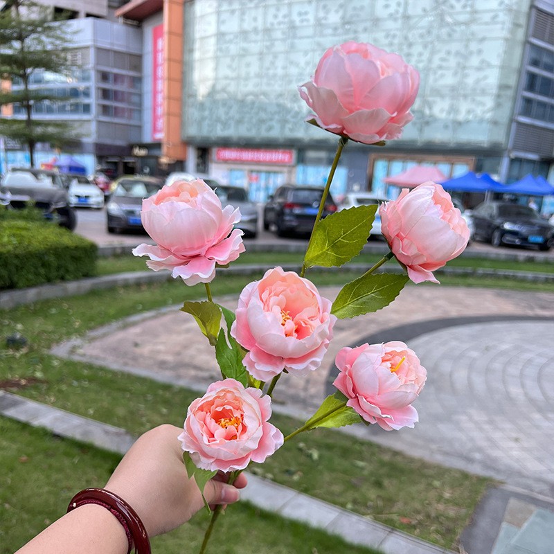 Simulación del Día de San Valentín rosa fabricante 3 sola rama multi-cabeza rosa decoración de la boda flor falsa al por mayor